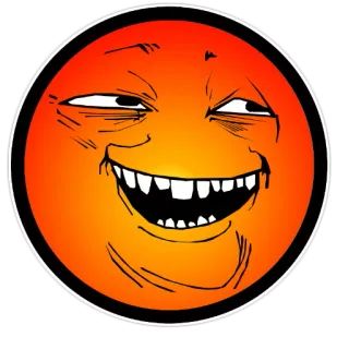 😄 Meme, Trollface, Internet, Pomarańczowy, Twarz, Wyraz, Uśmiech telegram sticker