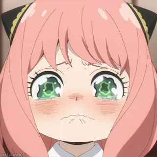 🍥 Anya anime, piangere, triste, ragazza, cartone animato telegram sticker