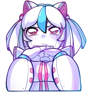 🤔 애니메이션, 만화, 소녀, 디지털 아트, 귀여운, 카와이 telegram sticker