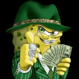 🤑 SpongeBob SquarePants SpongeBob, gangster, pimp, money, thug life, rapper, hustler, wealth telegram sticker