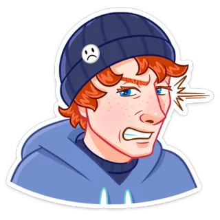 😕 hoạt hình, giận dữ, thất vọng, khó chịu, mũ beanie, nhân vật, ảnh chân dung telegram sticker