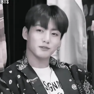 😉 Jungkook kpop, bts, cantante, ídolo, música, blanco y negro telegram sticker