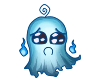 👻 geist, traurig, emoji, cartoon, blau, weinend, süß whatsapp sticker