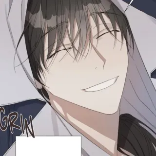 🌝 GRIN grin, smile, smirk, man, happy, cartoon, facial expression, cheerful whatsapp sticker