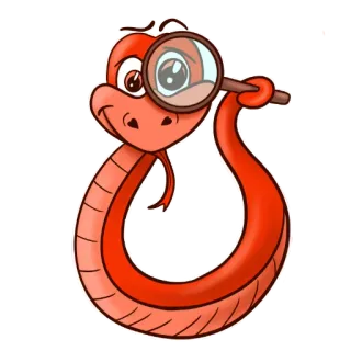🔍 serpent, dessin animé, loupe, reptile, animal, autocollant whatsapp sticker