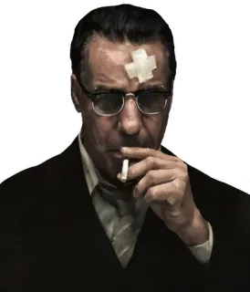 🚬 hombre, cigarrillo, gafas, vendaje, traje whatsapp sticker