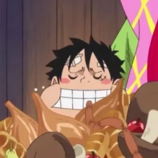 🏴‍☠️ Monkey D. Luffy One Piece anime, one piece, monkey d. luffy, food, eating, cartoon, happy whatsapp sticker