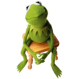 😁 Kermit Лягушонок Кермит, Лягушка, Кукла, Маппет, Сидит, Зеленый whatsapp sticker