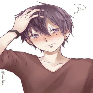 😳 Anime, Junge, verlegen, lila, kawaii telegram sticker