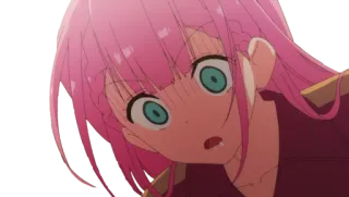 😱 anime, cô gái, tóc hồng, sốc, ngạc nhiên, hoạt hình, nhân vật telegram sticker