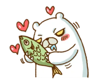 😍 beruang, ikan, binatang, kartun, imut, cinta, hati telegram sticker
