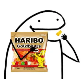 🤜 Share à partager Haribo, Goudberen, gummibeertjes, snoep, snack, zoetigheden, eten, cartoon telegram sticker