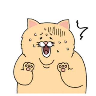 😨 cat, cartoon, animal, expression, sweat, yawn, shocked telegram sticker