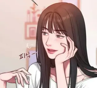 😉 피식- phụ nữ, hoạt hình, Hàn Quốc, manga, người, hình vẽ whatsapp sticker