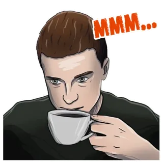 ☕️ MMM... кофе, напиток, ммм, человек, мужчина, стикер telegram sticker