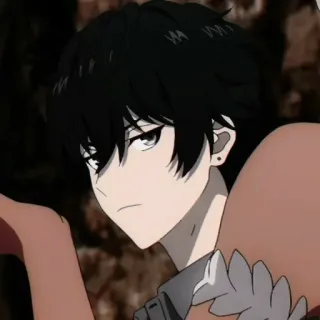 🕳 Anime, Masculino, Pelo Oscuro, Pendiente whatsapp sticker