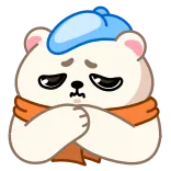 🤒 niedźwiedź polarny, smutny, słodki, kreskówka, kawaii, naklejka telegram sticker
