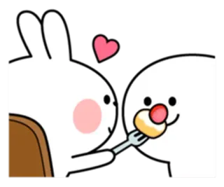 🍢 만화, 귀여운, 토끼, 사랑, 음식, 달콤한, 우정, 귀여움 telegram sticker