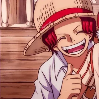 😄 Shanks One Piece アニメ, ワンピース, シャンクス, 海賊, 麦わら帽子, 赤髪, フレンドリー telegram sticker