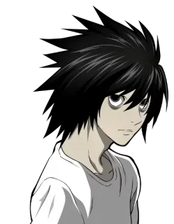 😶 L Lawliet Death Note Anime, Mangá, L Lawliet, Death Note, Detetive, Intelectual, Personagem telegram sticker