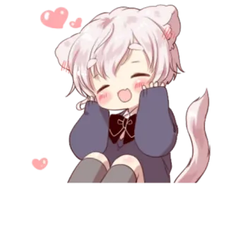 😍 Katze, süß, Anime, kawaii, Chibi, Herz whatsapp sticker