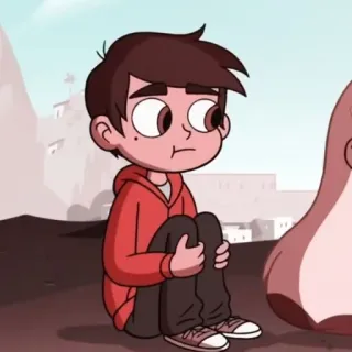😐 Marco Diaz Star vs. the Forces of Evil cartoon, boy, sitting, character, animated telegram sticker