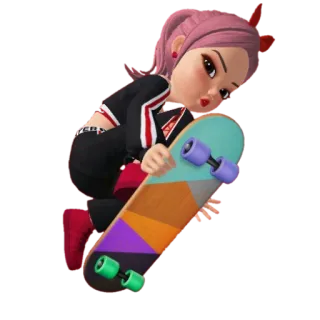 🏂 adesivo, skate, garota, desenho animado, anime, diversão telegram sticker