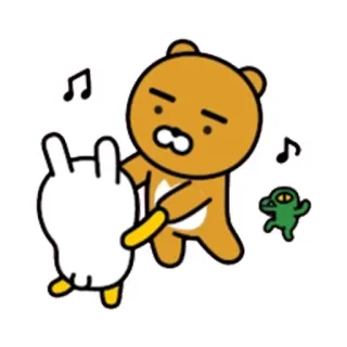 👍 Ryan Kakao Friends, Ryan, Oso, Bailando, Lindo, Dibujos animados whatsapp sticker