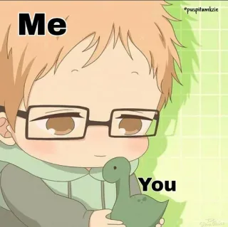 💚 Me You Kreskówka, Anime, Słodkie, Dinozaur, Chibi telegram sticker