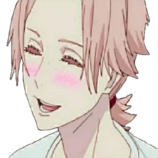 😊 Anime, Rosa Haare, Erröten, Porträt, Cartoon, Manga telegram sticker