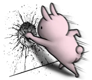👊 conejo, puñetazo, impacto, violencia, dibujos animados, animal whatsapp sticker