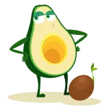 😏 avocado, cartoon, fruit, food, cute, character whatsapp sticker
