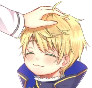 🥰 Anime, Manga, Lindo, Rubio, Palmadita cabeza, Sonrisa, Feliz telegram sticker