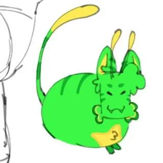 ❇️ kreskówka, zwierzę, zielony, kot, potwór telegram sticker