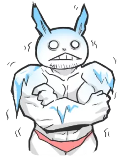 ⛄ Hase, muskulös, anthropomorph, lustig, Illustration, Tier whatsapp sticker