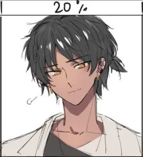 🙂 20% Anime Junge, Männlich, Ohrringe, Hübsch, Prozentsatz telegram sticker