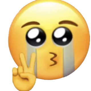 ✌️ Эмодзи, Плач, Знак мира, Выражение, Милый whatsapp sticker