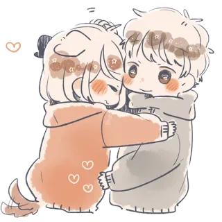 🐶 carino, abbraccio, amore, coppia, anime, cartoni animati telegram sticker