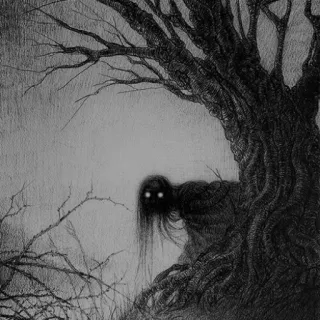 🖤 creepy, monster, scary, tree, dark, night telegram sticker