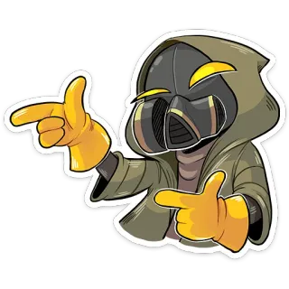 😉 Capuche, Masque à gaz, Pointage, Gants jaunes, Personnage, Autocollant telegram sticker