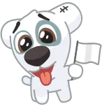 🏳 chó, cờ trắng, hoạt hình, đầu hàng, dễ thương, động vật, nhãn dán whatsapp sticker