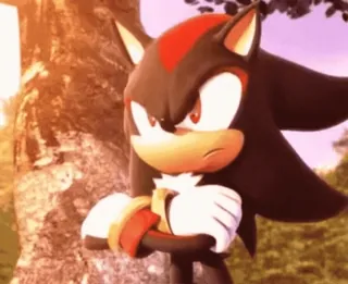 🙁 Shadow the Hedgehog 电子游戏, 刺猬, 严肃, 生气, 交叉双臂, 卡通 telegram sticker