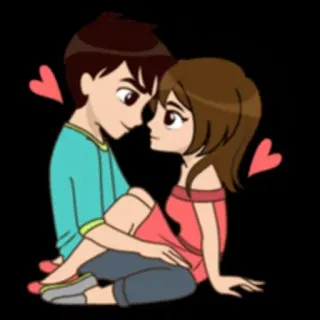 😇 การ์ตูน, ความรัก, ความโรแมนติก, คู่รัก, ความรักใคร่ telegram sticker