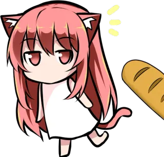 🤤 Anime, Ragazza gatto, Chibi, Pane, Carino whatsapp sticker