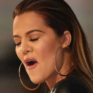 😦 woman, portrait, hoop earrings, Khloe Kardashian whatsapp sticker