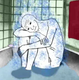 🚿 wojak, sad, bathtub, meme, lonely, depression telegram sticker