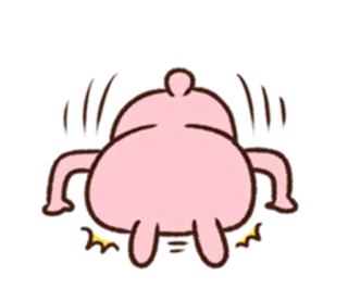 😞 귀여운, 핑크, 만화, 엉덩이, 웃긴, 진동, 춤, 캐릭터 telegram sticker