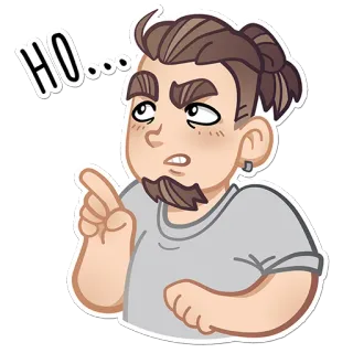 🤨 HO... 남자, 만화, 스티커, 가리키는, 표정, 생각하는 telegram sticker