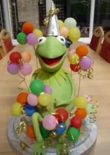 🥳 Kermit Kermit la grenouille, Muppets, ballons, fête, célébration, anniversaire, décoration telegram sticker