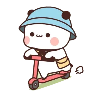 ☺️ Cartone animato, Panda, Scooter, Carino, Animale, Kawaii telegram sticker
